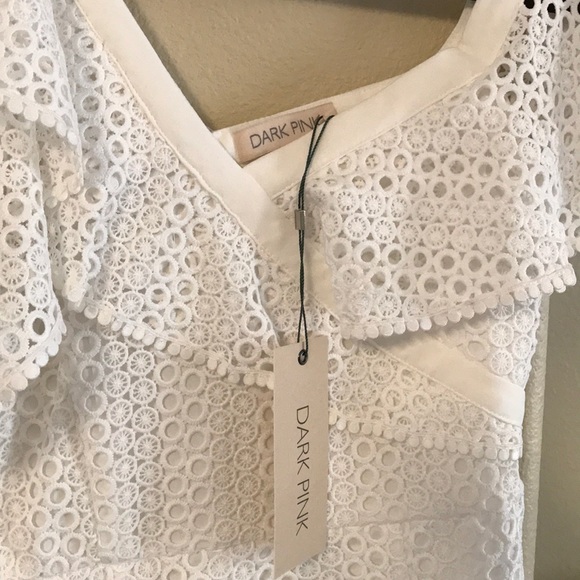 Asymmetric Ruffle Lace Pencil Dress - Picture 7 of 8